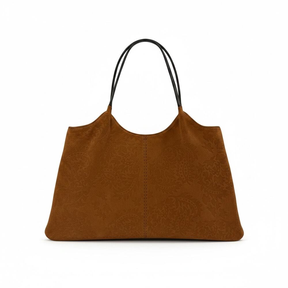 The Limited Camel Suede Paisley Embossed Purse